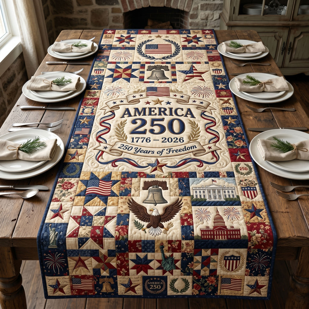 America 250 Landmark Blocks Table Runner