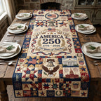 America 250 Landmark Blocks Table Runner