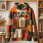 Open Book with Autumn Sunflowers hoodie, all-over print