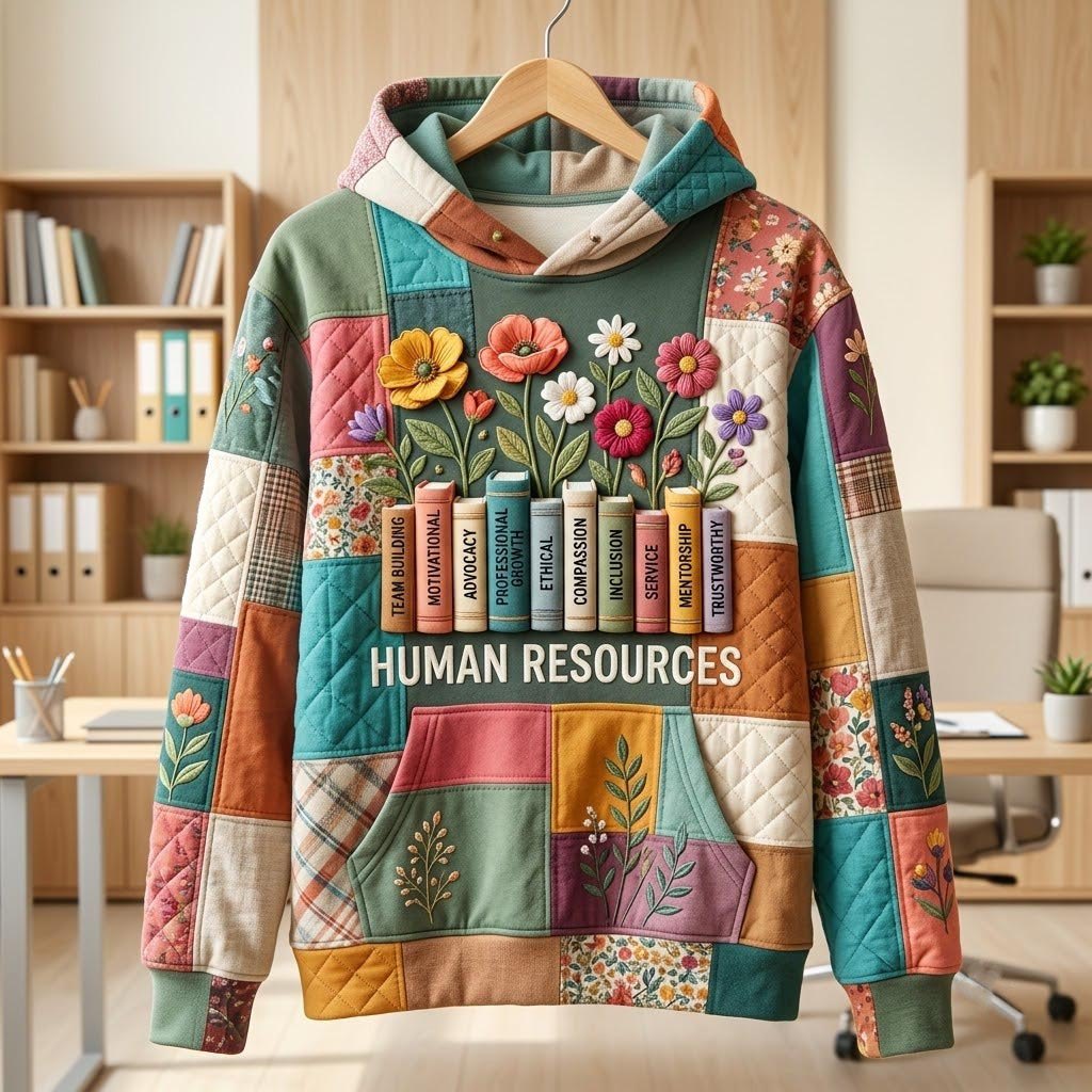 Human Resources Book Shelf hoodie, all-over print