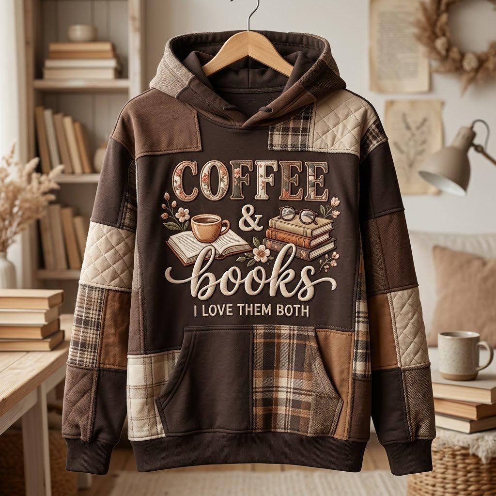 Coffee and Books I Love Them Both hoodie, all-over print