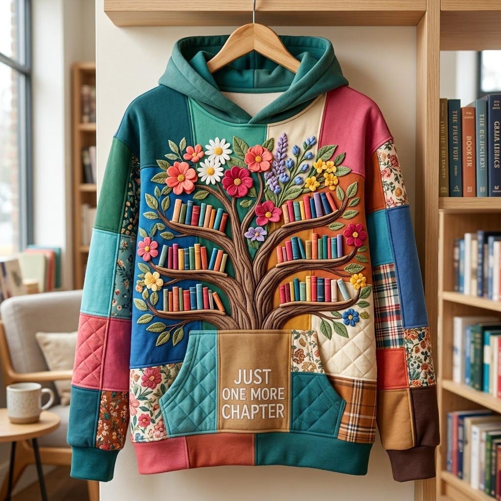 Just One More Chapter Book Tree hoodie, all-over print