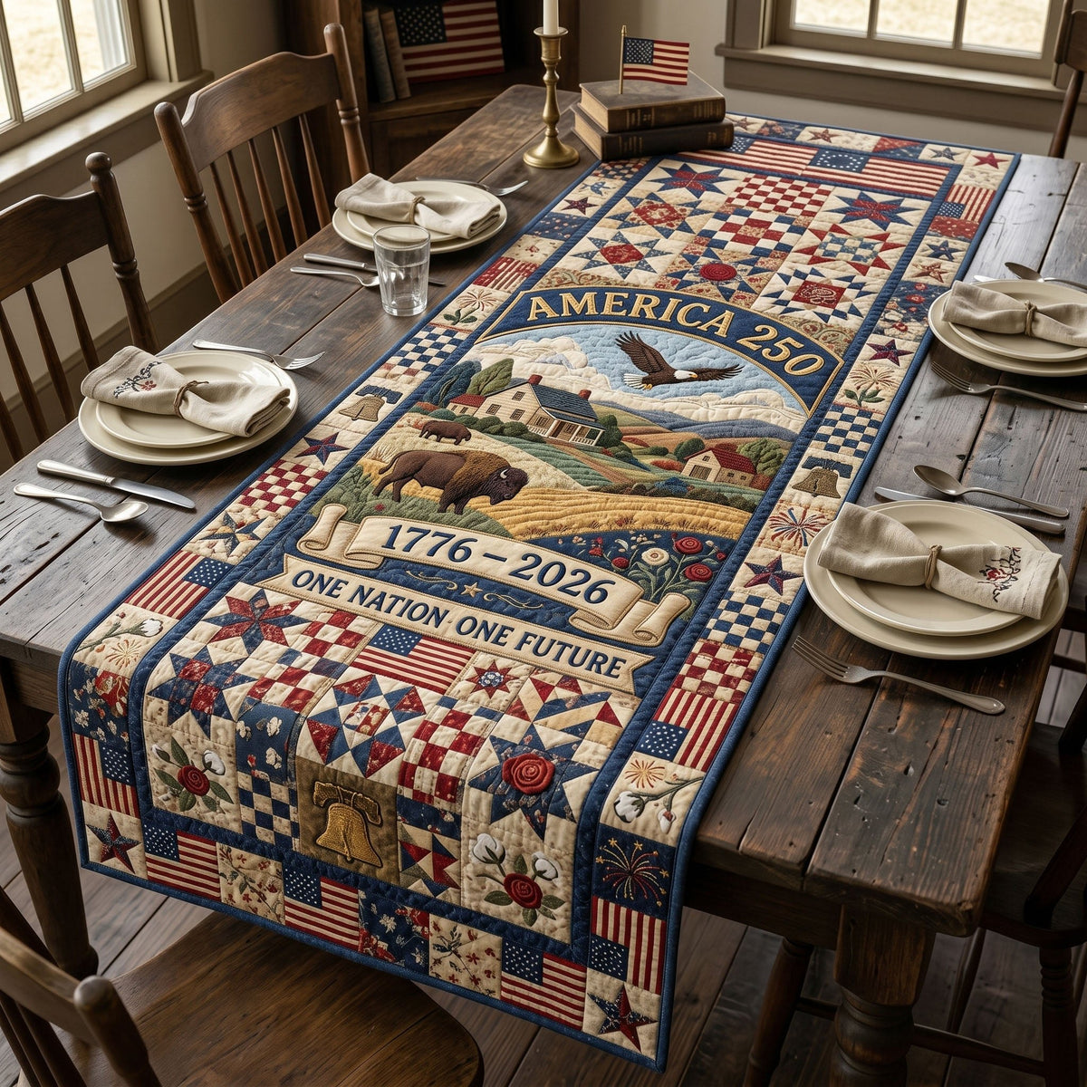 One Nation One Future with Bison Table Runner