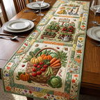 Harvest Basket with Pumpkins and Carrots Table Runner