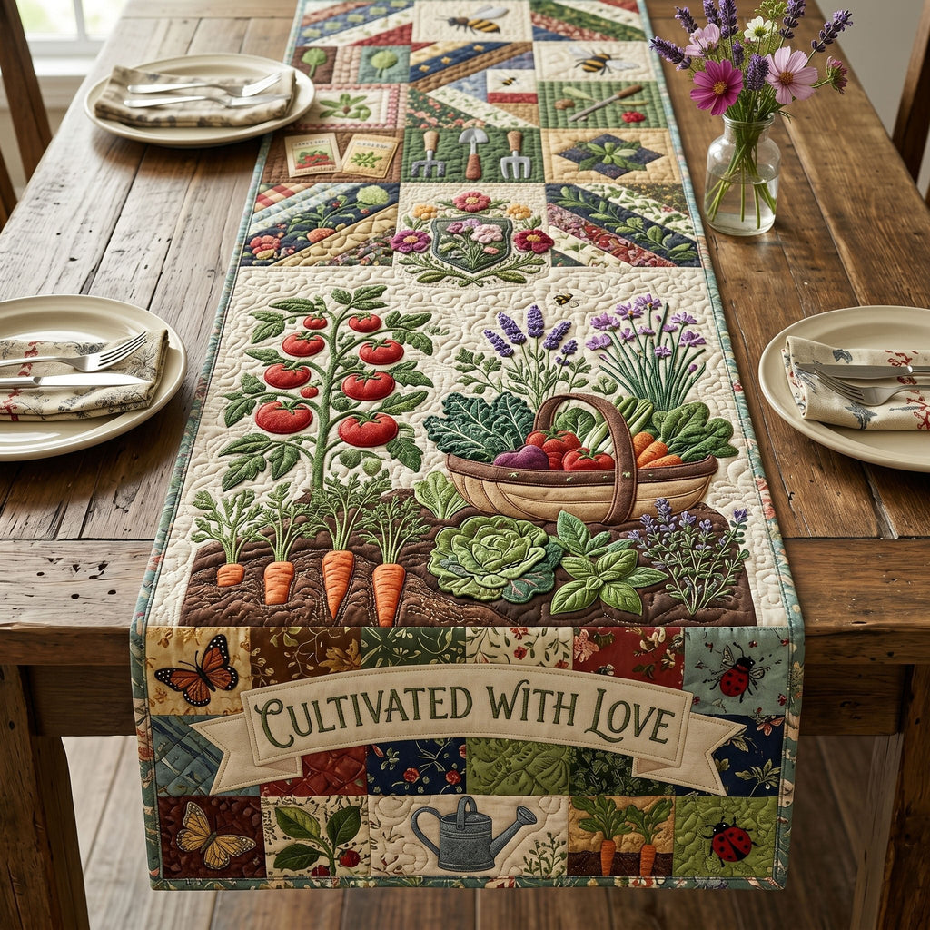 Cultivated With Love Vegetable Garden Table Runner