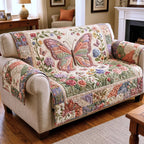 Pink Butterfly in the Cottage Garden Sofa Cover