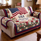USA Anniversary with White Daisies Sofa Cover