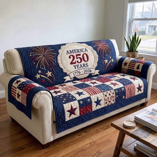 America 250 Years Firework Blocks Sofa Cover