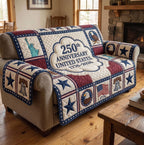 250th Anniversary Oval on Cream Sofa Cover