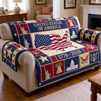 United States Landmarks and Flag Sofa Cover