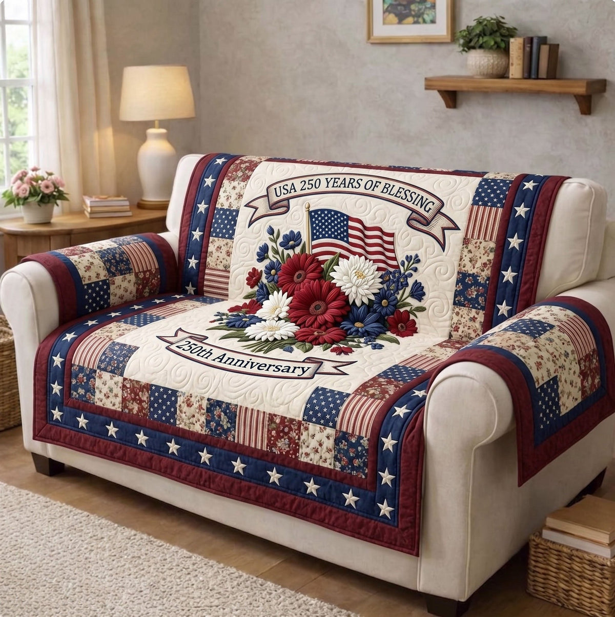 USA Years of Blessing Bouquet Sofa Cover