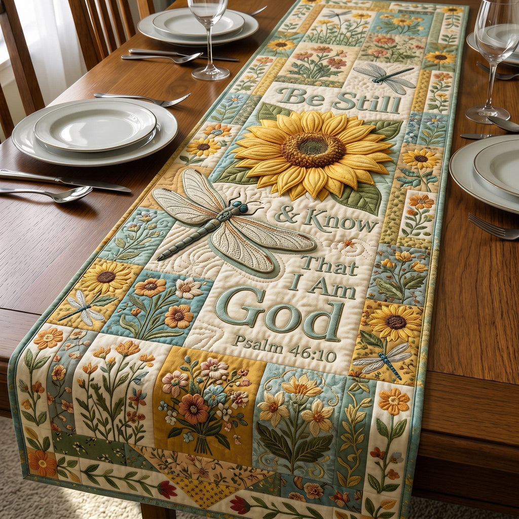 Be Still and Know Sunflower Panel Table Runner