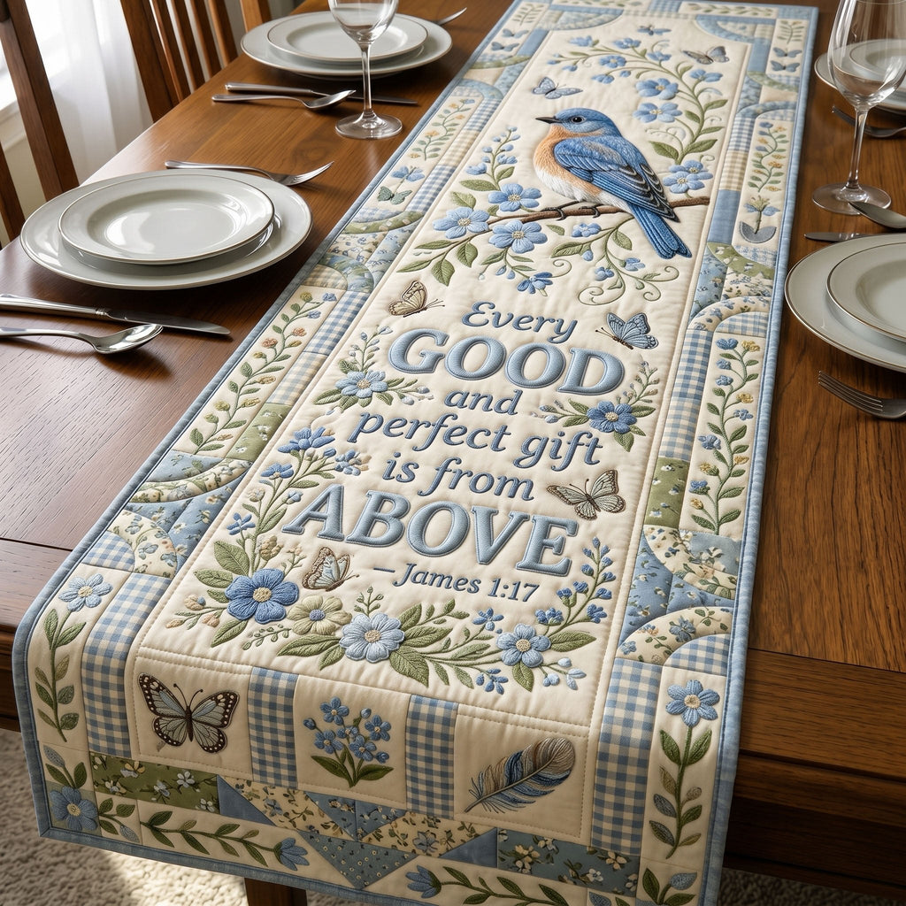 Christian Faith Every Good and Perfect Gift Above Table Runner