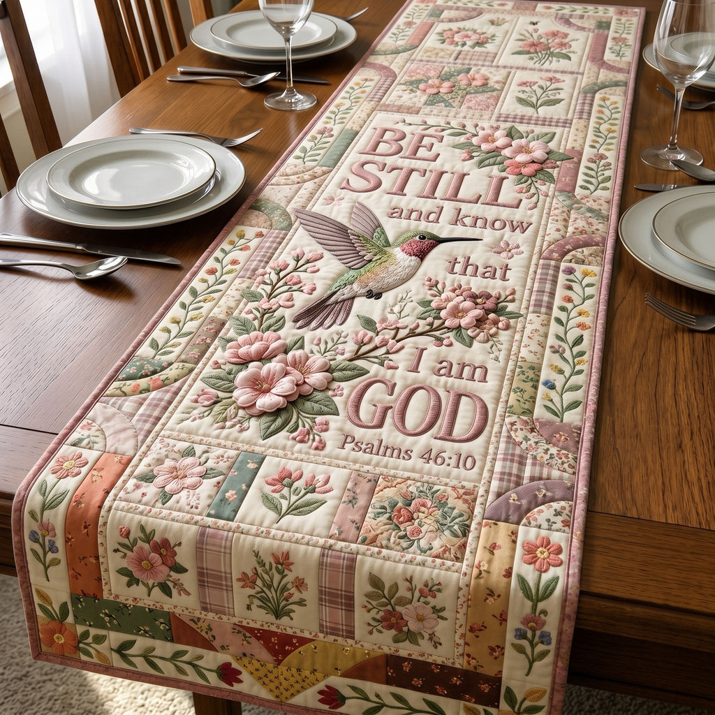 Be Still and Know Dove Panel Table Runner