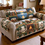Campfire and Cabin Under the Moon Sofa Cover