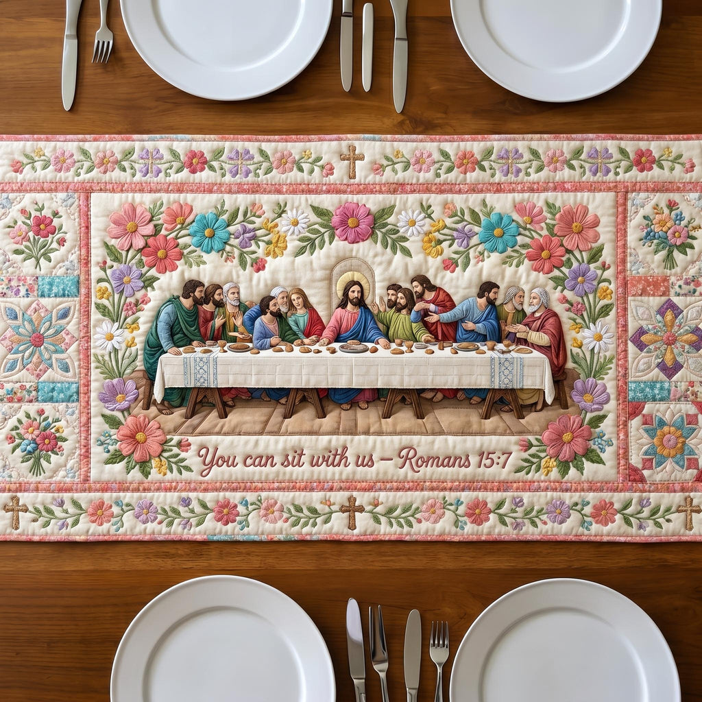 You Can Sit With Us Floral Table Runner