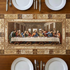 Last Supper in Carved Cream Panel Table Runner