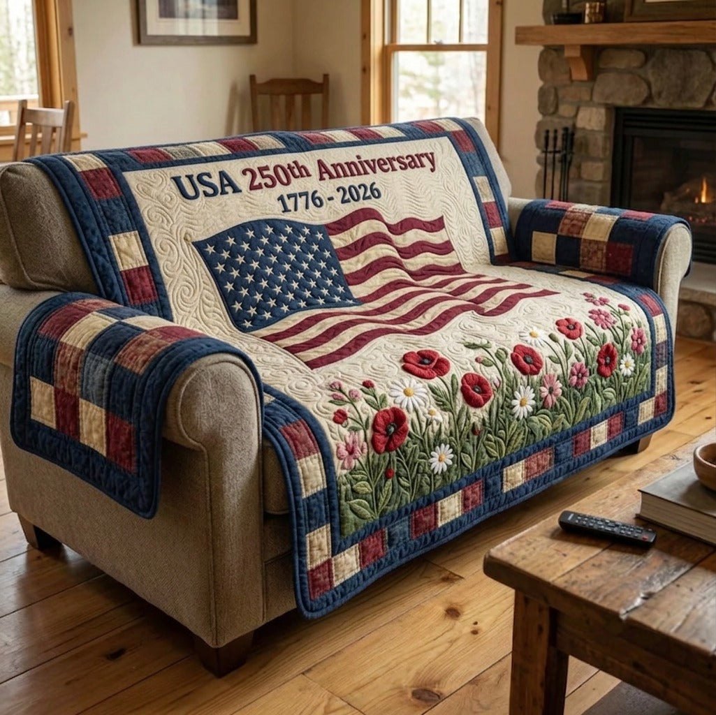 Flag and Poppies for 250 Years Sofa Cover