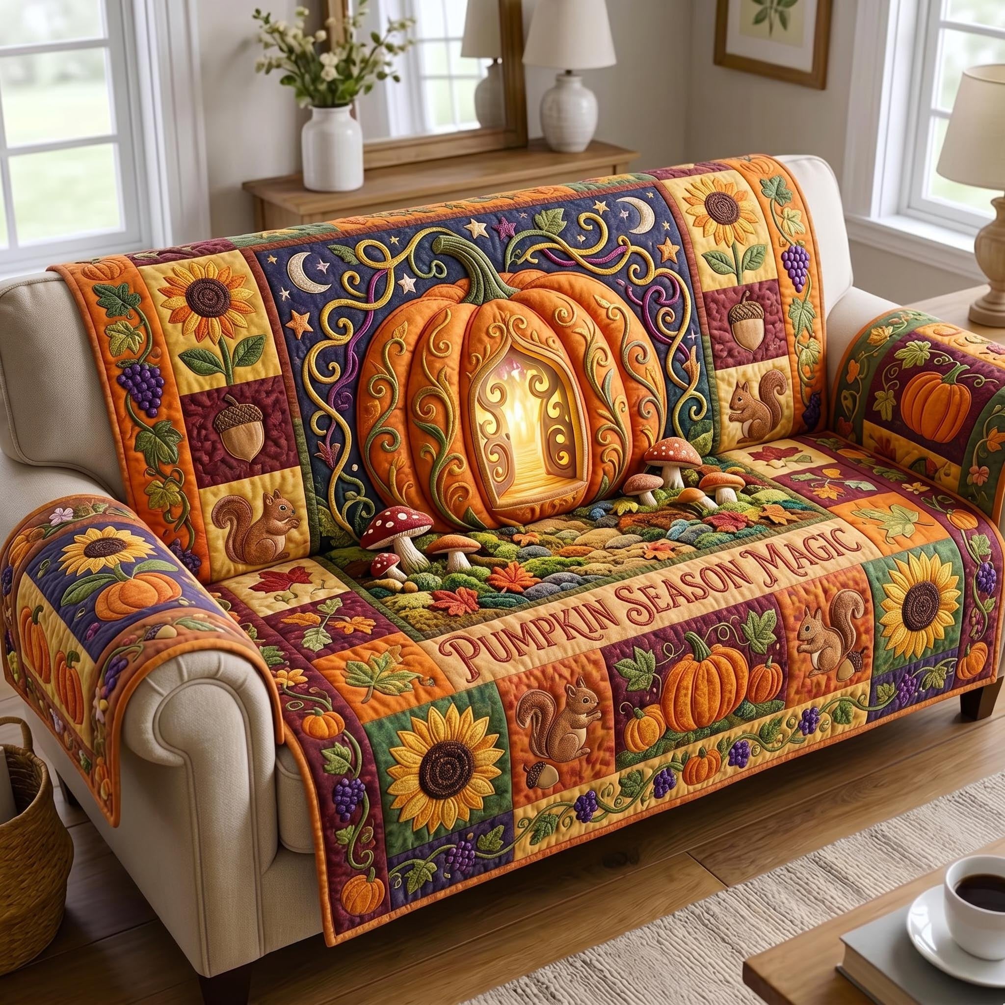 Pumpkin Season Magic Cottage Sofa Cover