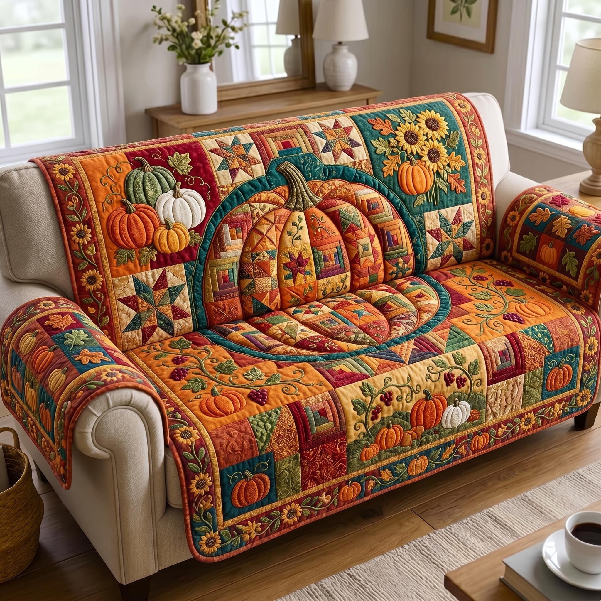 Great Pumpkin Under the Autumn Arch Sofa Cover