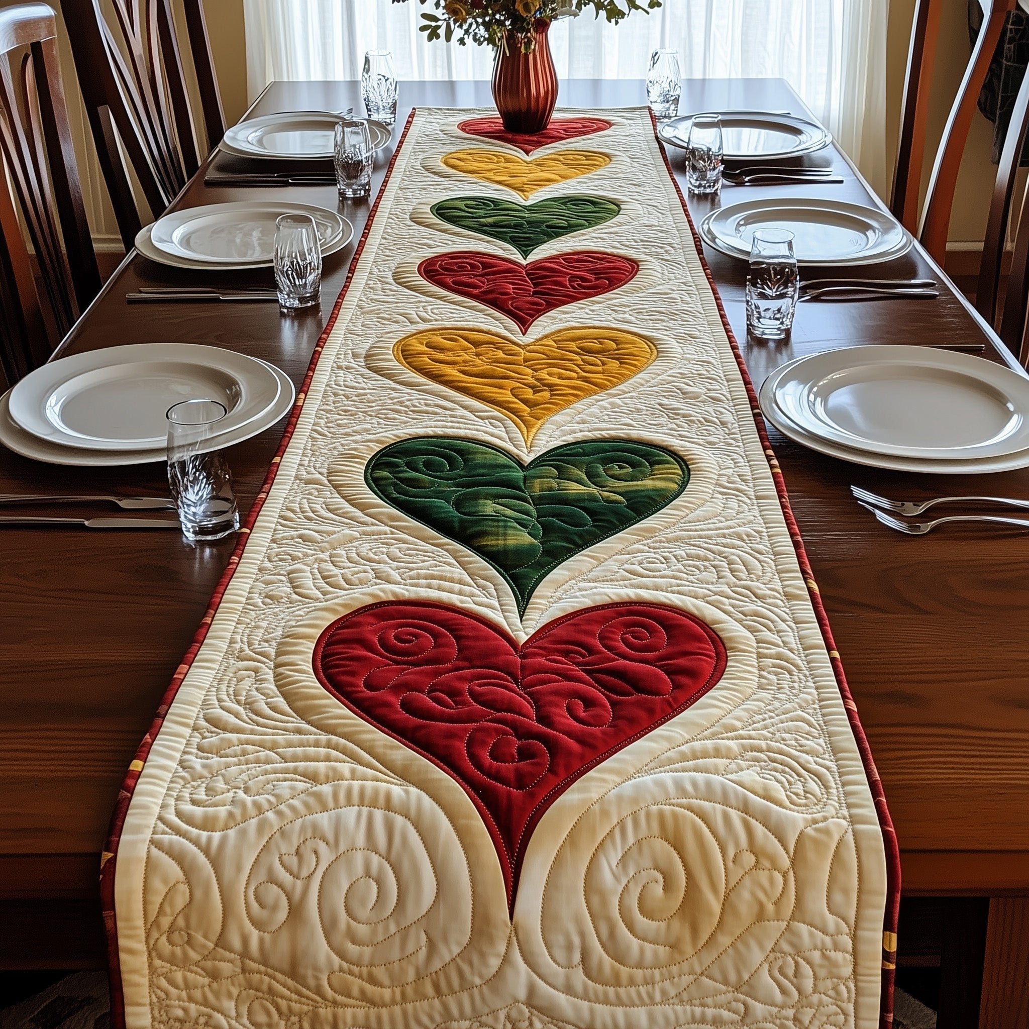 Juneteenth Hearts Table Runner