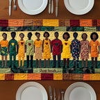 Juneteenth Row of Figures with Hearts Table Runner