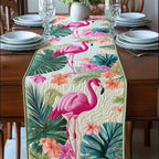 Flamingo Among Palm Leaves Table Runner