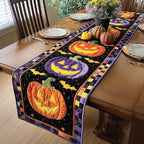 Jack o Lanterns and Bats on Purple Table Runner