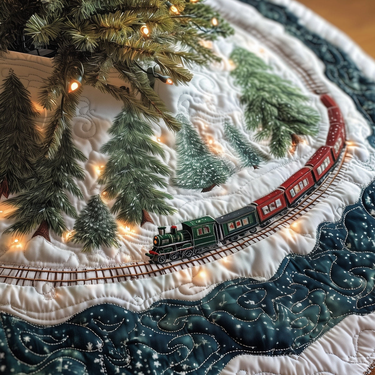 Snow Railway Christmas Tree Skirt