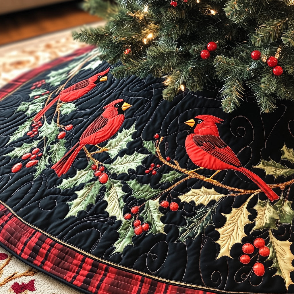 Cardinal Harmony Christmas Tree Skirt