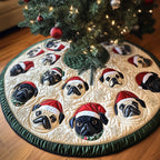 Pug Puppies Christmas Tree Skirt