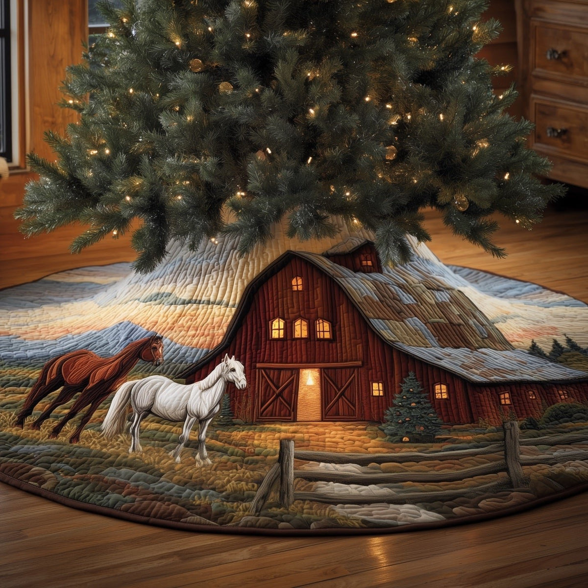 Horse Farm Christmas Tree Skirt