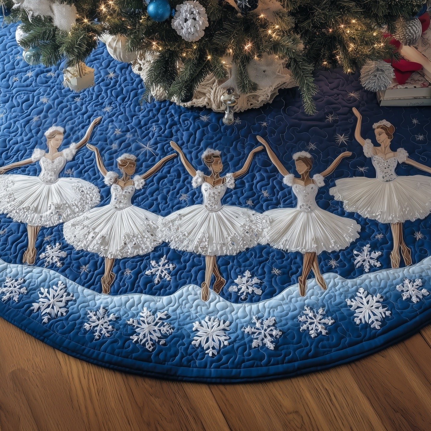 Ballerina Ring in Winter Blue Christmas Tree Skirt