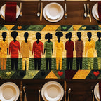 Standing Figures Holding Red Hearts Table Runner