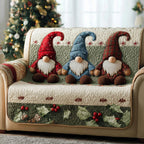 Three Gnomes Above the Holly Border Sofa Cover