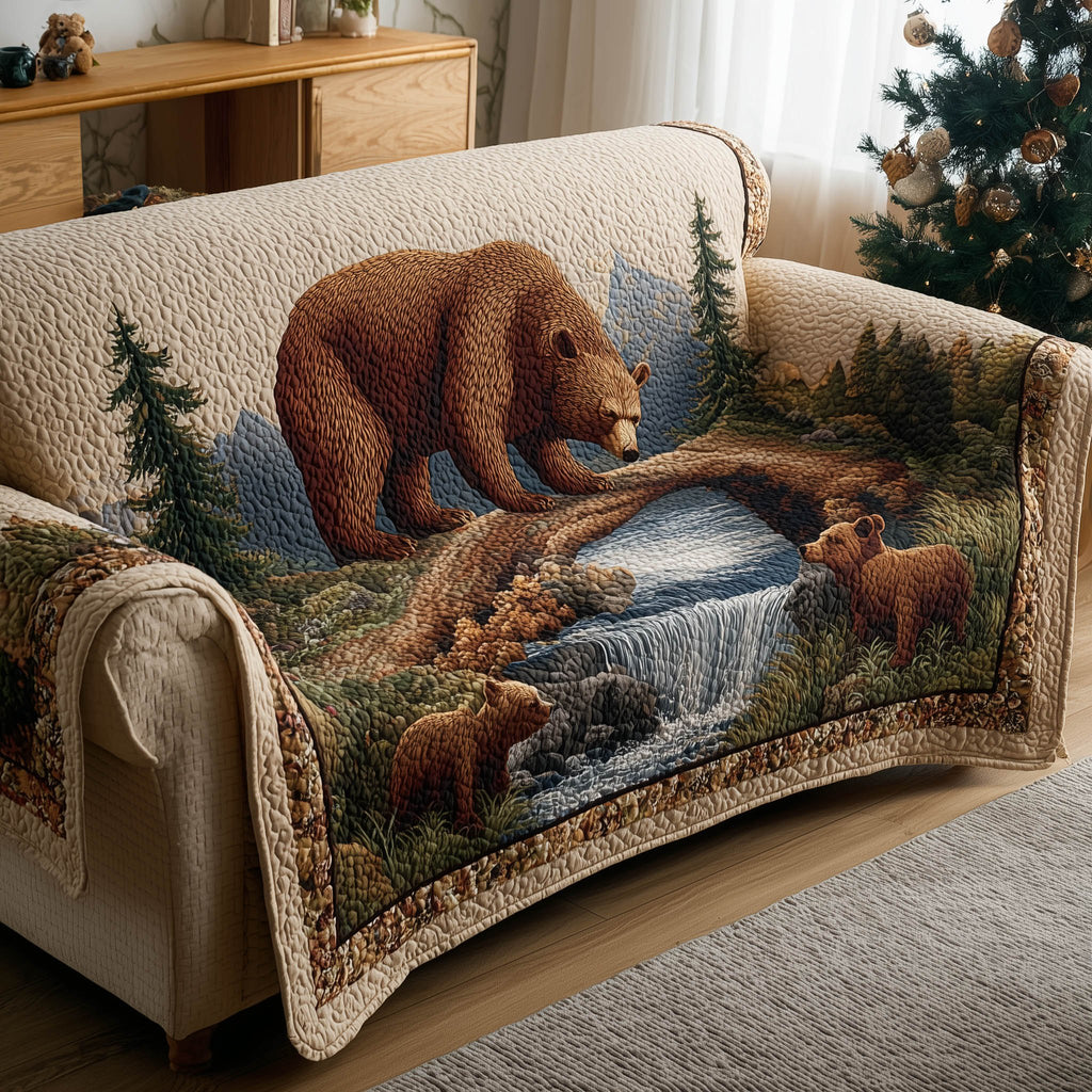 Bear Walking the Riverbank Sofa Cover