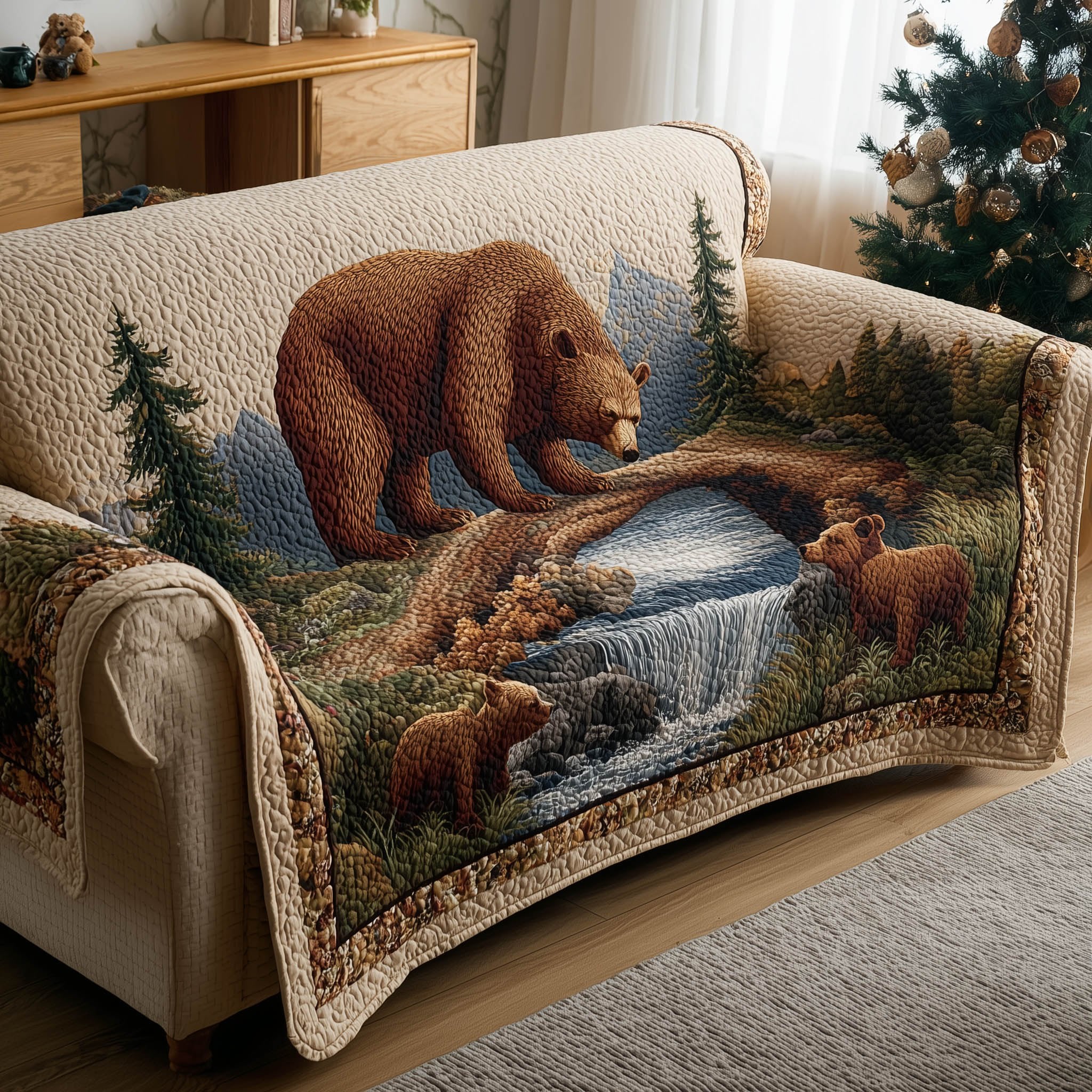 Bear Walking the Riverbank Sofa Cover