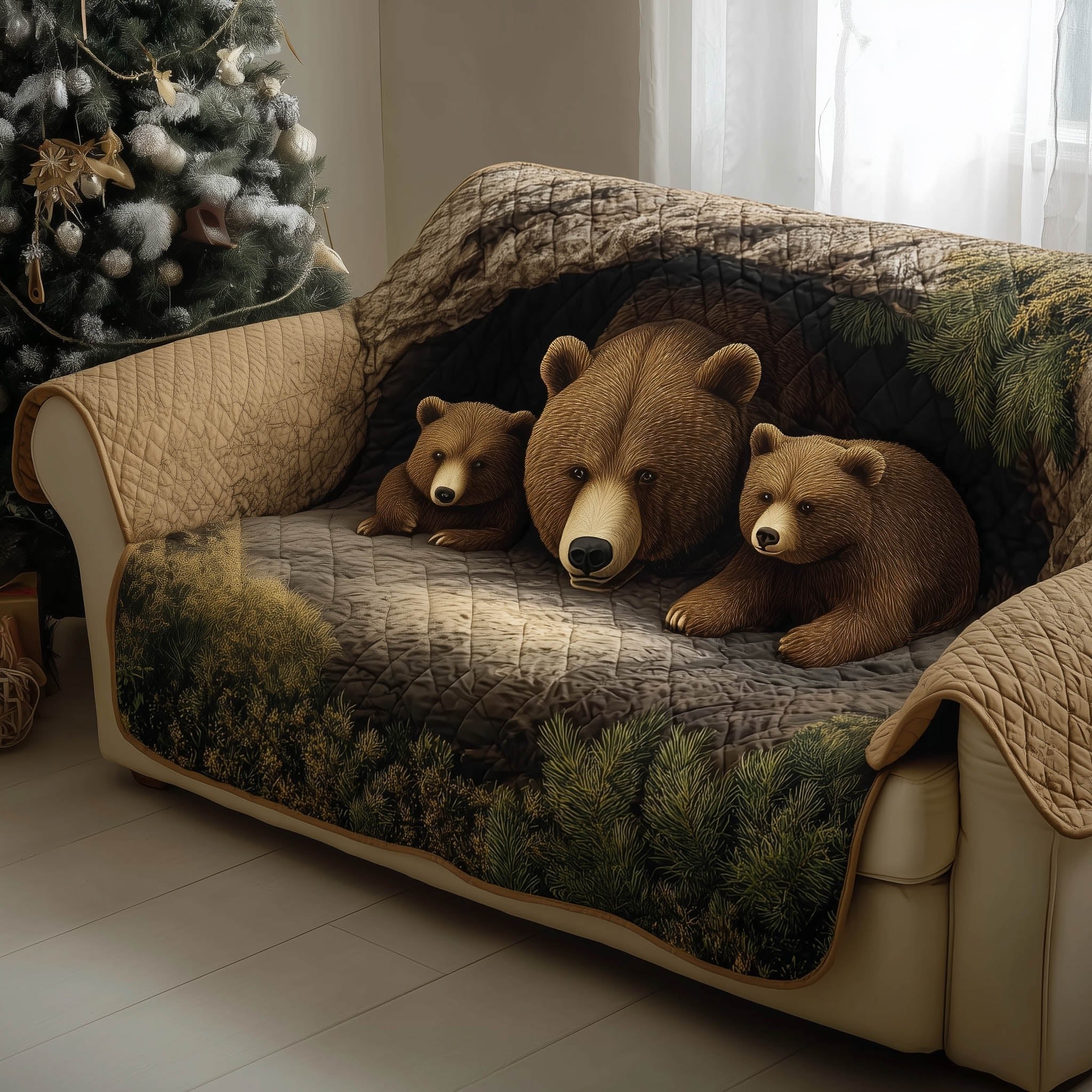 Bear Cubs Resting in the Forest Sofa Cover