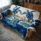 Sea Turtles Over the Rolling Blue Wave Sofa Cover