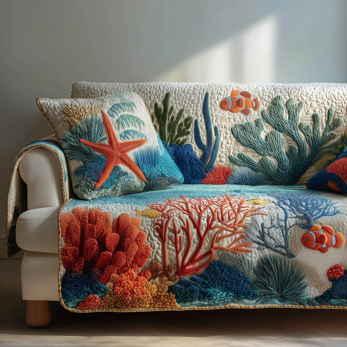 Red Coral Branches in the Deep Reef Sofa Cover