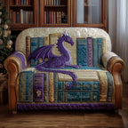 Purple Dragon Above the Old Books Sofa Cover