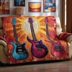 Electric Guitars on the Orange Sunburst Sofa Cover