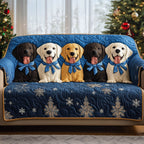 Labrador Puppies with Blue Bows Sofa Cover