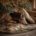 Brown Horse Sleeping in a Log Christmas Tree Skirt