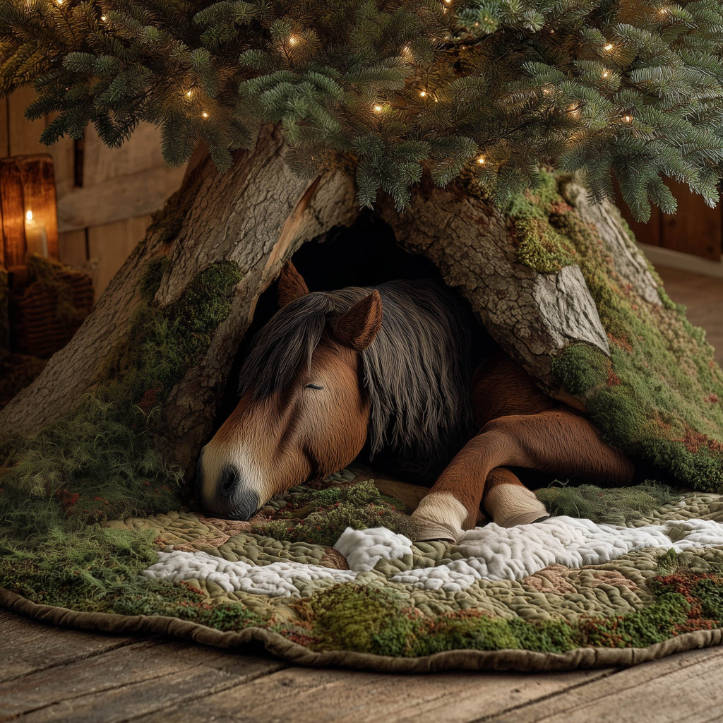 Horse Asleep in the Tree Hollow Christmas Tree Skirt