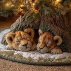Two Lion Cubs Sleeping Christmas Tree Skirt