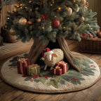 Lamb with Gifts in the Log Christmas Tree Skirt