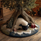 Sheep and Black Lamb in the Den Christmas Tree Skirt