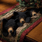 Black Bear Cubs Peeking Out Table Runner