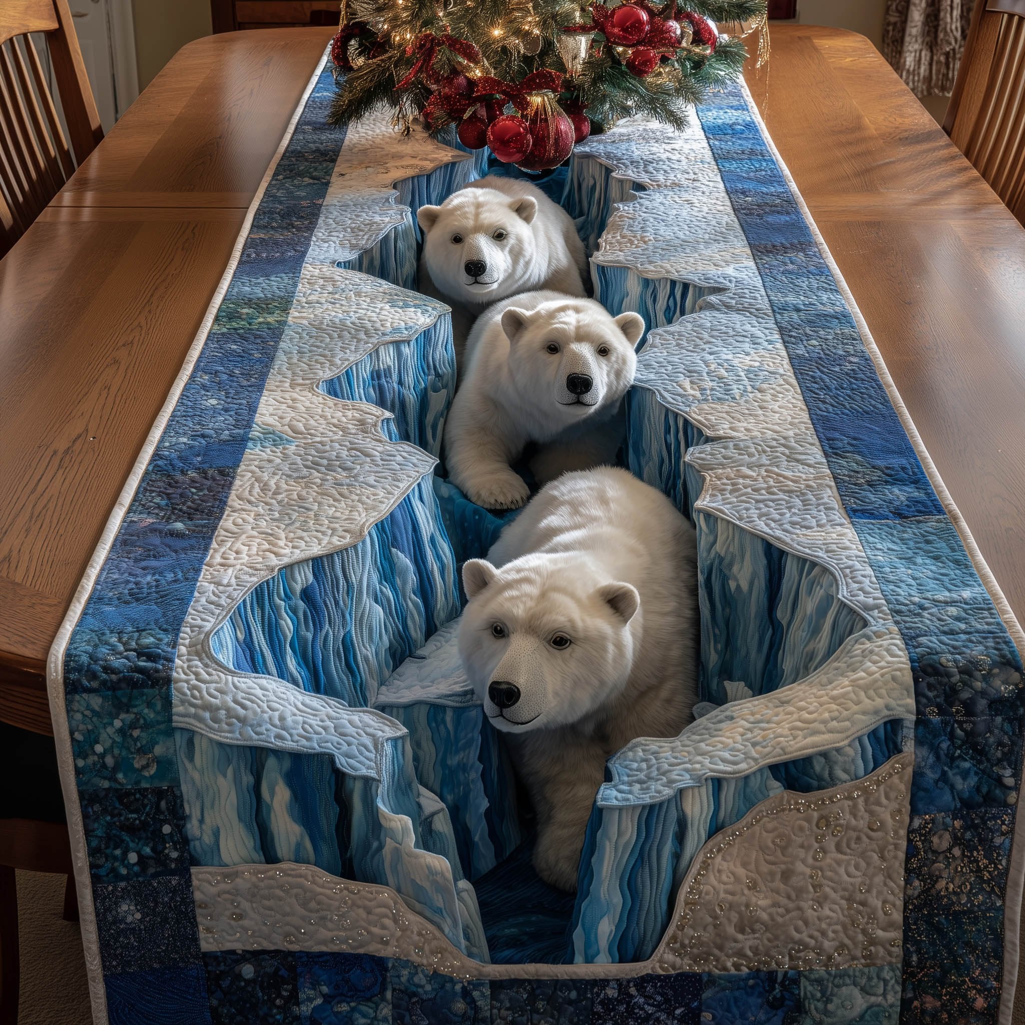 Polar Bears on Blue Ice Table Runner
